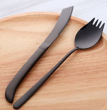 304 Stainless Steel Rainbow Color Steak Knife Western Style Dinner Knives Tableware Set Sharp Cutlery Dinnerware Accessories: 1set color7