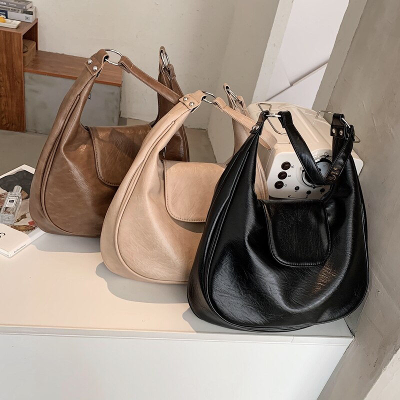 Pu leren vintage handtas voor dames retro merk schoudertas dames eenvoudige handtas