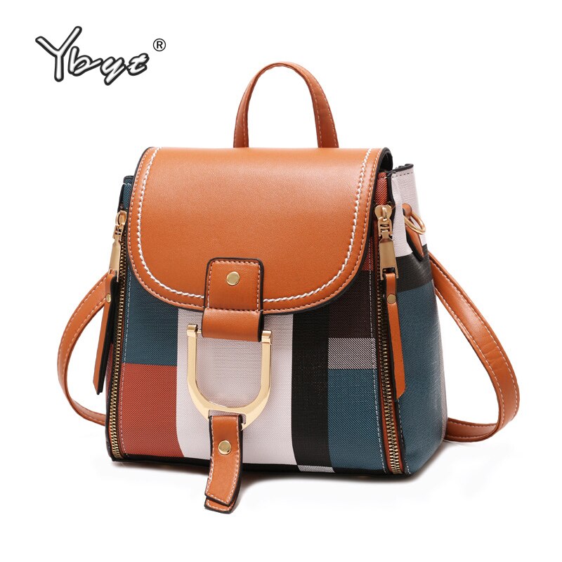 YBYT women leather backpack multi function small school bag female shoulder crossbody bag girls rucksack