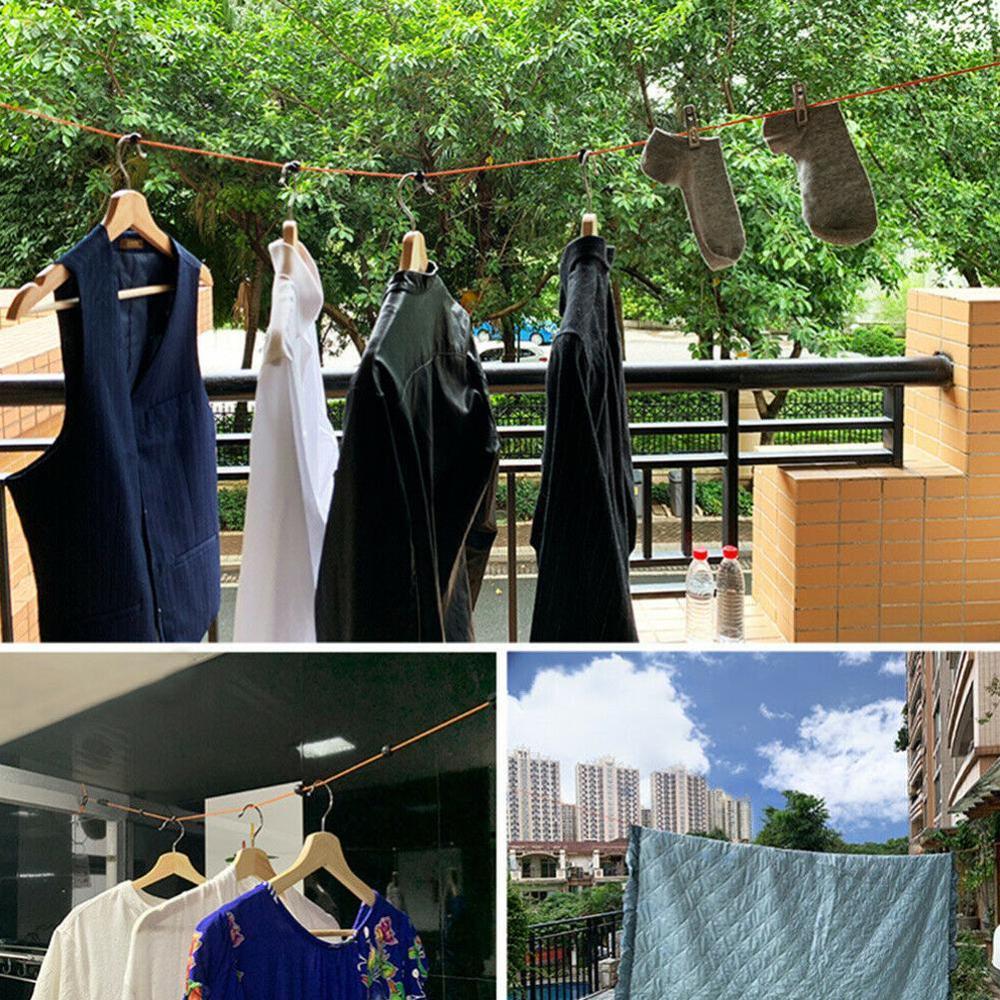 8M Non-perforated Clothesline Portable Retractable Portable Rack Clothing Travel Drying Camping Hanging Outdoor Windproof R U8N1