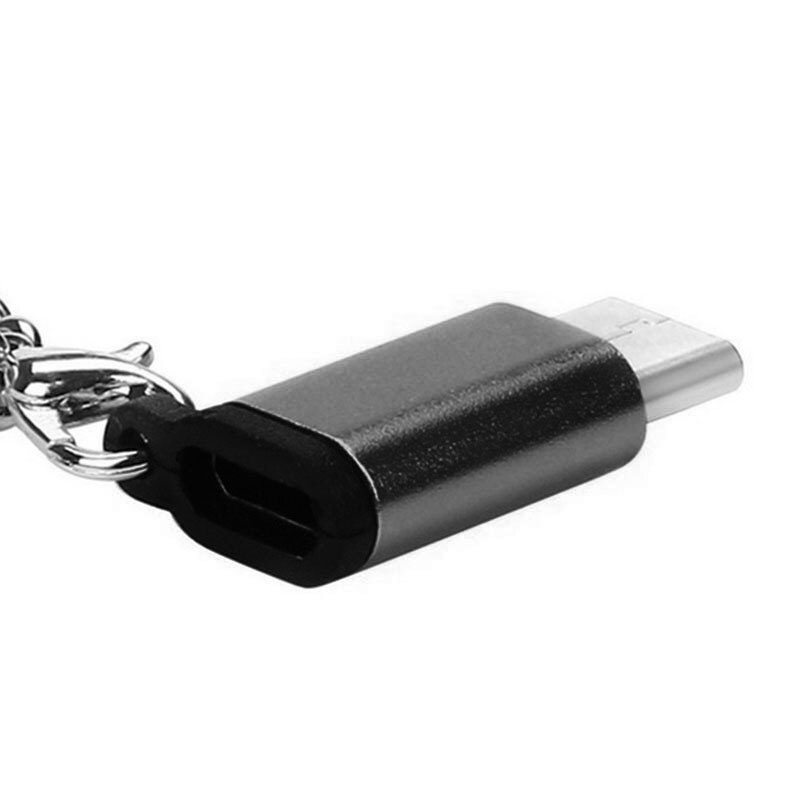 USB-C zu Mikro USB Adapter Ladung Anti-verloren Schlüsselbund USB Typ-C zu Mikro USB Konvertieren Anschluss Schnelle daten Transfer: Schwarz