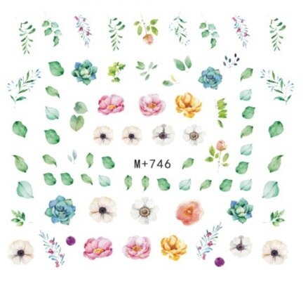 1 unidad de pegatinas para uñas, flores, flamenco, huevos, pollo, dibujos animados, deslizador, adhesivos para uñas, lavanda, arte de uñas, pegatinas de transferencia de agua,: 746
