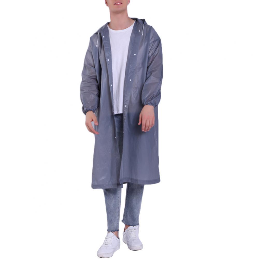 Reusable Unisex Raincoat Waterproof Rain Coat Women Men Hooded Poncho Rainwear Adults Rain Jacket chubasquero mujer плащ женский: Grey