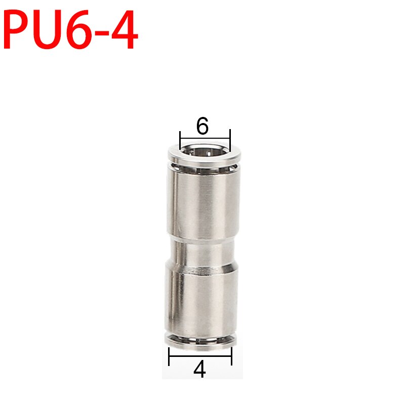 PU PG brass metal pneumatic quick coupling straight through 4 6 8 10 12mm air compressor hose high pressure connector: PG6-4