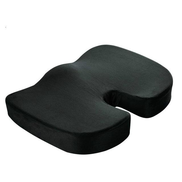 Reise pustende setepute coccyx ortopedisk minneskum sete massasjestol pute pute bil gel svamp u-formet setepute: Fløyelsvart