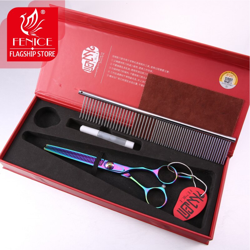 Fenice 6.5/7,5 zoll haustier hund pflege ausdünnung &amp; schneiden schere set grooming schere set für hunde schere kit verdünnung rate 30%