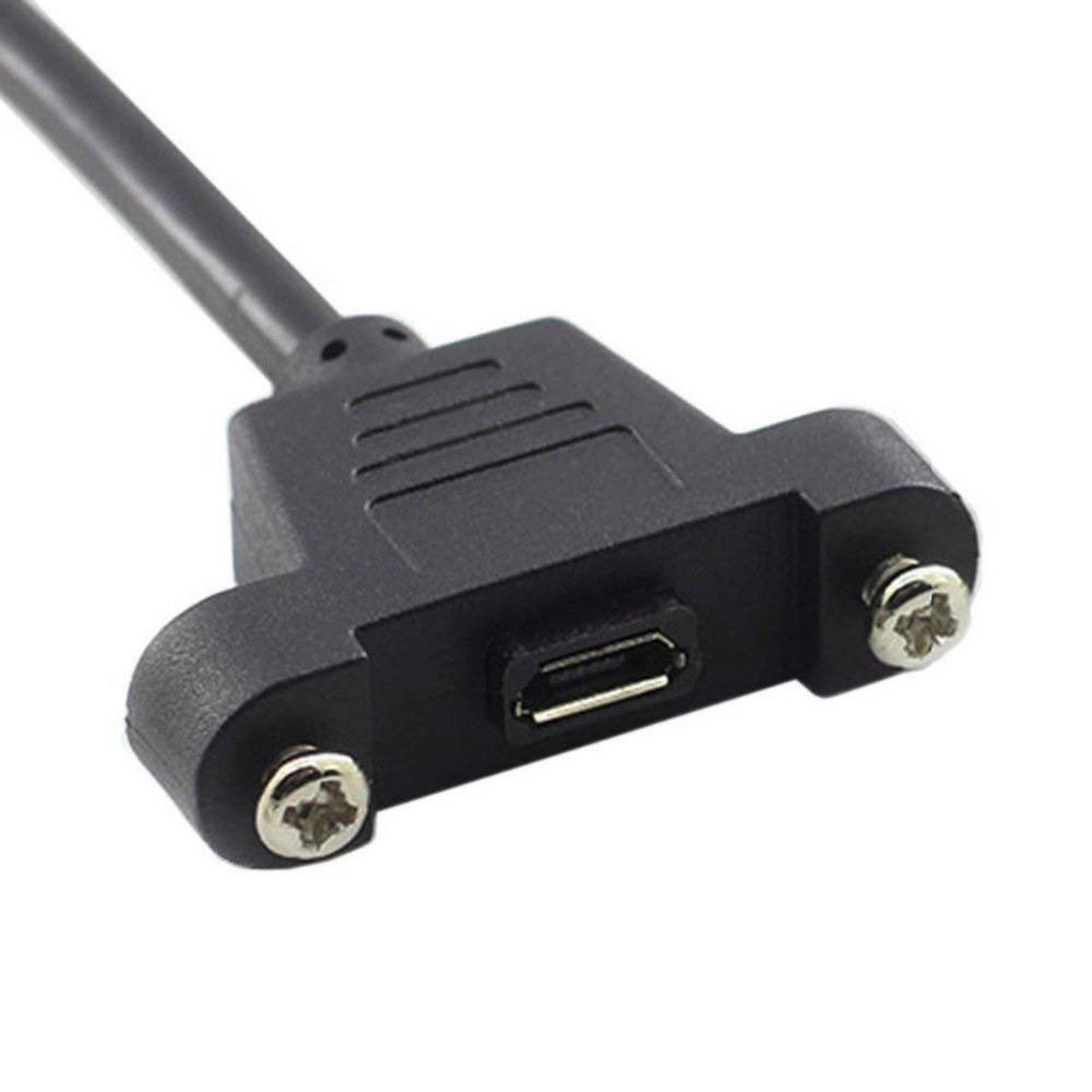 USB Panel Flush Mount Cable,Micro USB Male to Micro USB Female Extension Panel Mount Type Cable with Screws