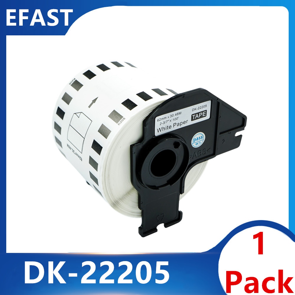 1PK Rolls Compatible DK-22205 Label TAPE 62mm*30.48M Continuous for Brother Label Printer White Paper DK22205 Full Blank Sticker: Default Title