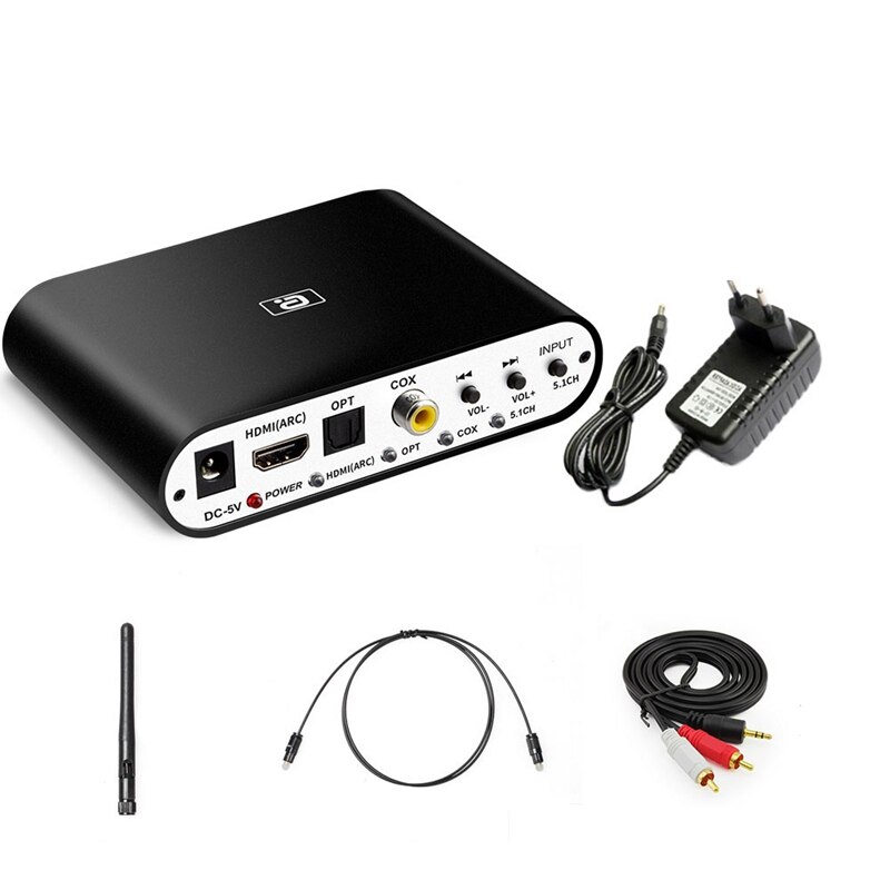 DA615H 5.1CH Audio Decoder Bluetooth 5.0 Receiver DAC Wireless Audio Adapter Optical Coaxial U Play ARC DAC DTS: EU