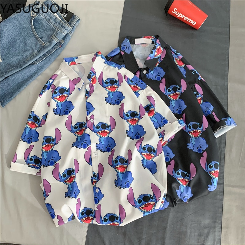 LucMatton Heren Hipster Lange Mouw Button Down Luipaardprint Shirts voor Club Rock Party, Zwart, S