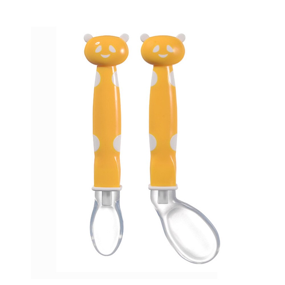 Cuchara de silicona suave para la alimentación para bebé vajilla con dibujos animados de Panda cucharas platos utensilios infantiles cucharas de aprendizaje 2 unids/set