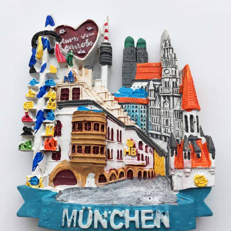 Magneet Duitsland Munchen München Stad Kleurrijke Biulding Lanmark Keuken Decoratie Magnetische Sticker Resion Stereo Art