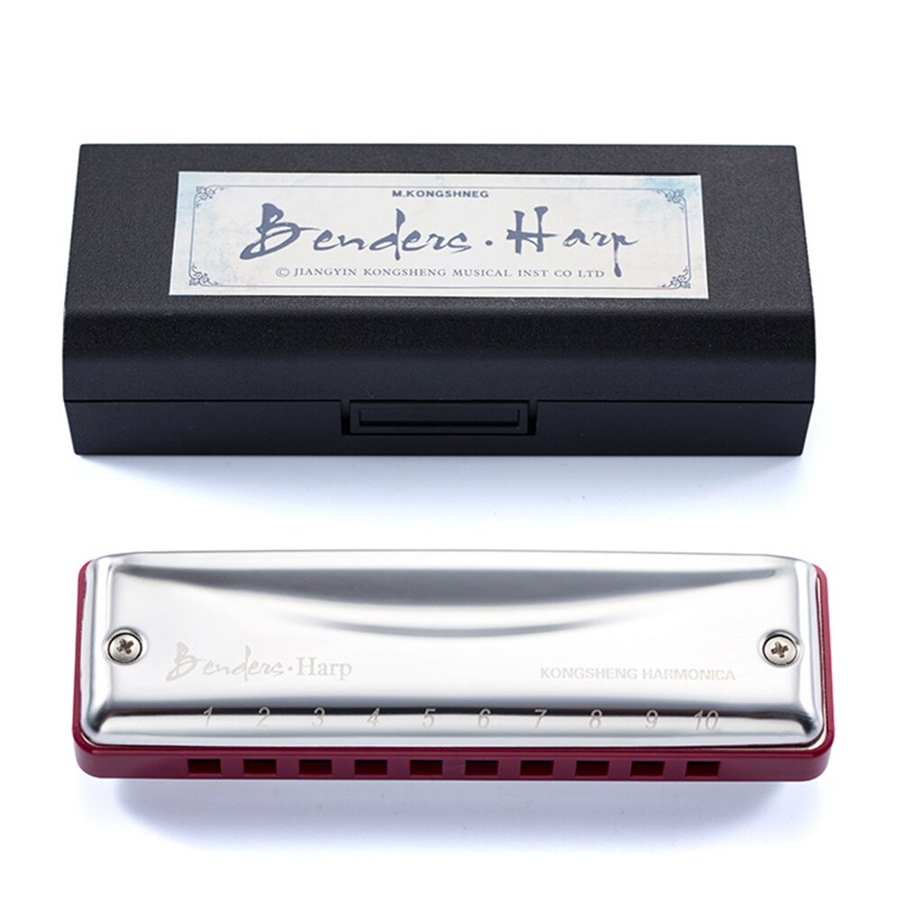 KONGSHENG 10 fori armonica diatonica 20 toni blues arpa C chiave bocca organo strumenti musicali per principianti arpa Bendeis: rosso