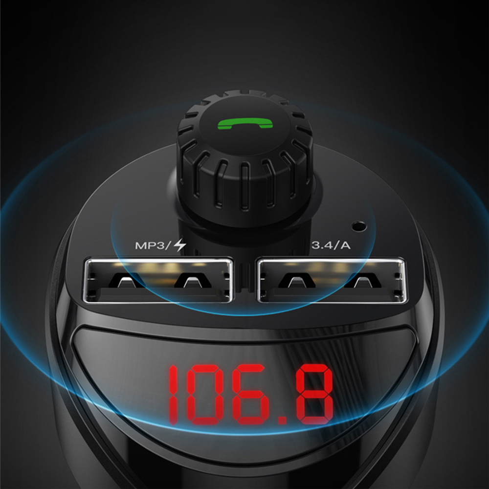 Bluetooth-autoladegerät mit 4.2 mp3- player-anschluss und dual-usb-anschluss für iphone 11 pro, display mit spannungsüberwachung, freisprechfunktion und multifunktions-universalfunktion