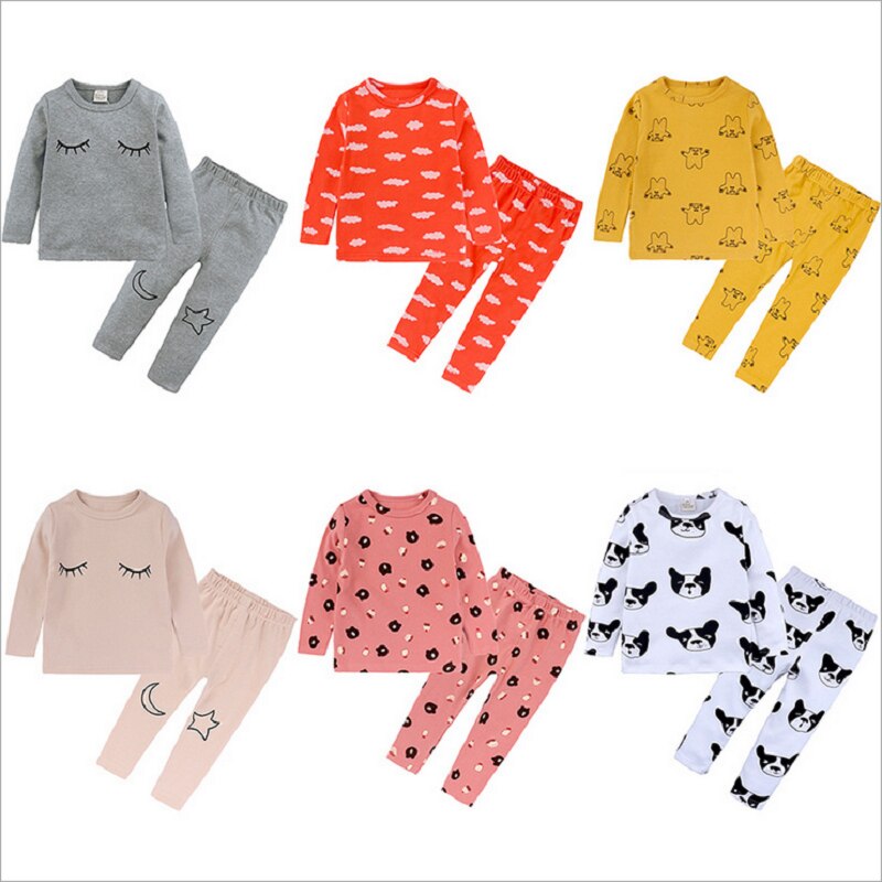 Ropa de otoño para niños pijamas para chicos y chicas conjuntos de pantalones ropa infantil pijamas de dibujos animados de animales de algodón conjuntos de pijamas para niños