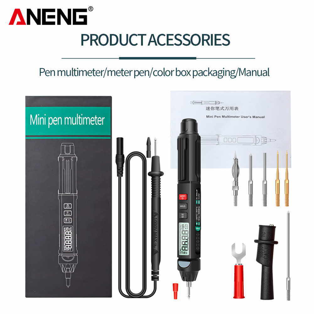 Aneng  a3008 digital multimeter automatisk intelligent sensor penntestare 6000 siffror beröringsfri spänningsmätare multimeter polimetro: Orange