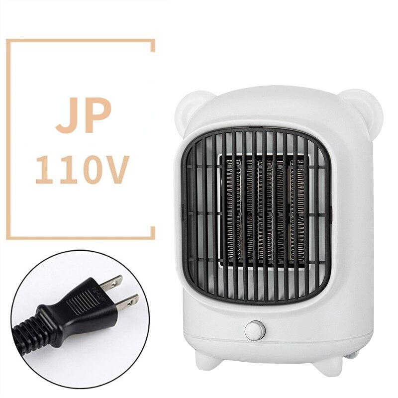 Wind Heizung Mini Erwärmung Fan Tragbare Haushalt Schlafzimmer 110V 220V 500W Überhitzung Schutz Elektrische Desktop Schnelle Luft heizung Fan: JP 110V WHITE