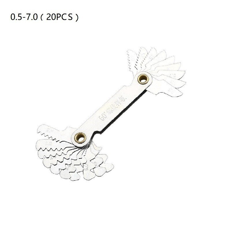 Measuring gauge double- metric thread pitch gauge for measuring instruments Thread gauge metric/inch system: 0.5-0.7 20pc Metric