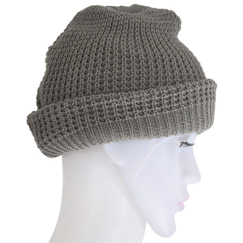 Heren slouchy lange muts gebreide muts voor zomer winter oversized grijs