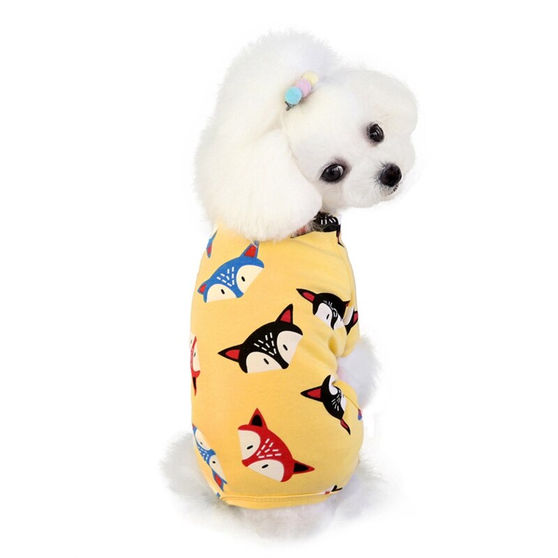 Pet Dogs Cute Pajamas Cat Clothes Puppy Jumpsuit For Chihuahua Pomeranian Dogs Print Clothes Newest