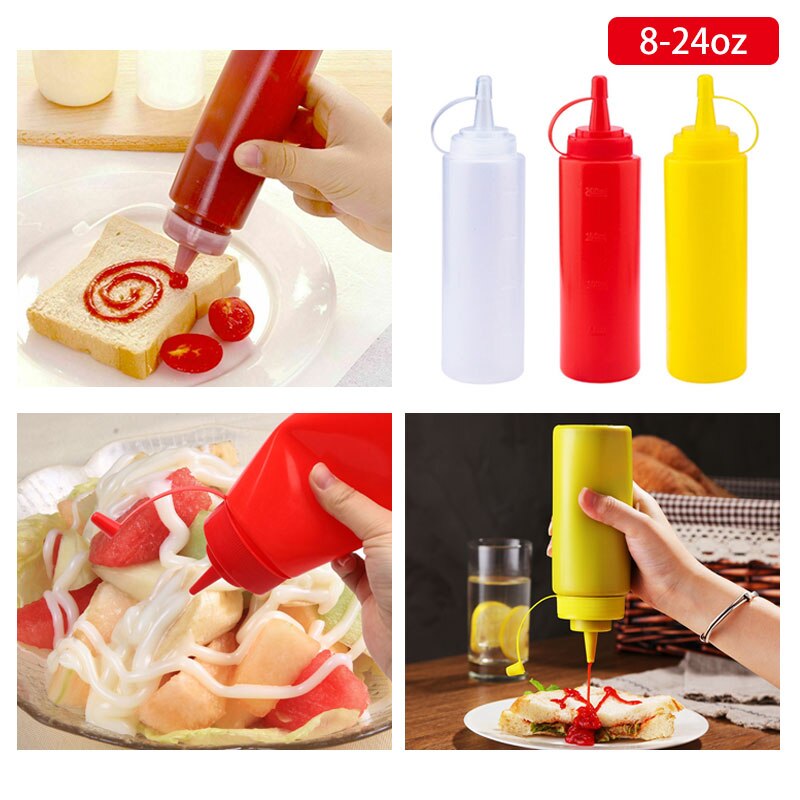 Plastic Naald Neus Salade Dressing Squeeze Fles Ketchup Duurzaam Mosterd Kruiderij Dispenser Flessen Keuken Accessoires
