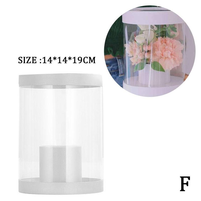 Caja transparente para ramo, embalaje de flores frescas, Mini caja creativa para , doble caja: F