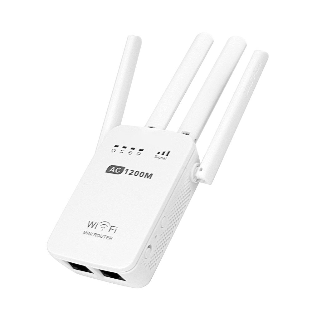 Wireless Wifi Router 1200mbps 2.4G 5G Dual Wifi Signal Amplifier Dual Port 4 Antenna Amplifier Network Extender USB Plug