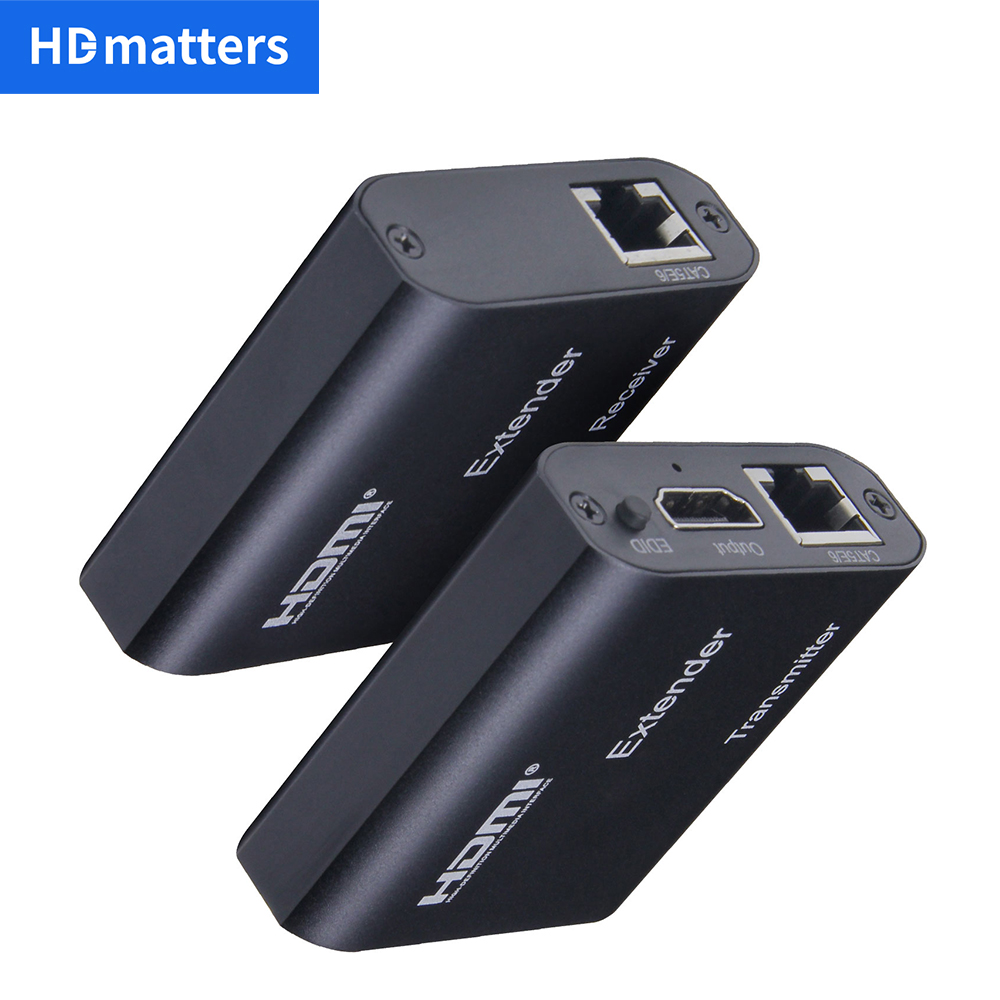 Cable extensor HDMI RJ45 de hasta 60M, extensores HDMI sobre cable Cat5e/6, repetidor extensor Ethernet HDMI 1080P para HDTV, PC, portátil y PS