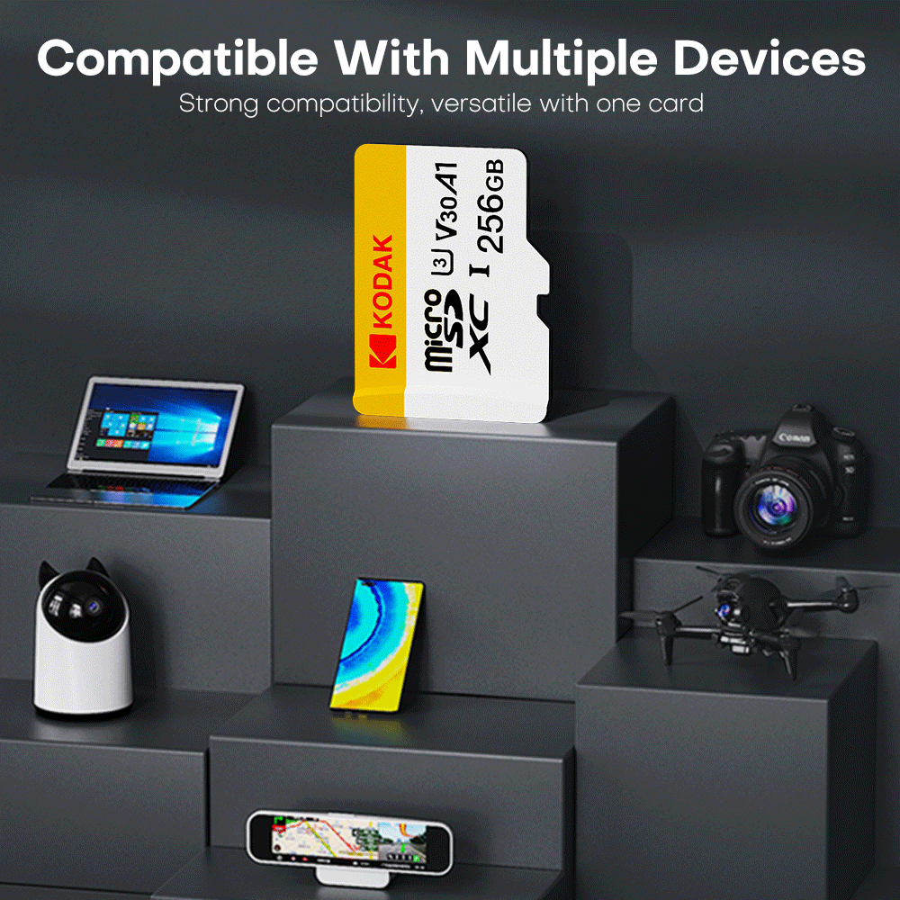 KODAK Mini Memory SD Card 256GB 128GB 64GB 32GB U3 V30 4K Full HD Micro TF Memory Flash Card do telefonu/komputera/kamery