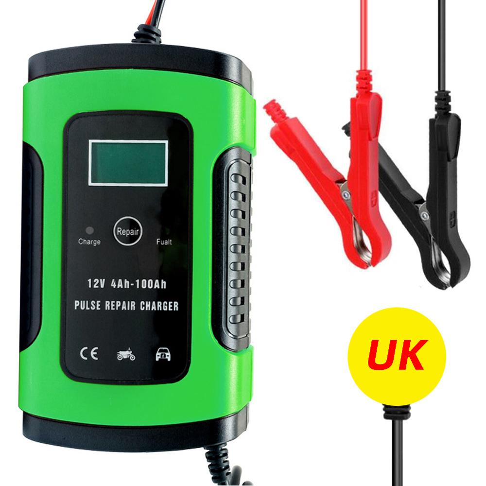 12V Car Battery Charger Intelligent Fast Power Charging Wet Dry AGM Lead Acid Charger Smart Charging 6A 12V Digital LCD Display: UK Plug