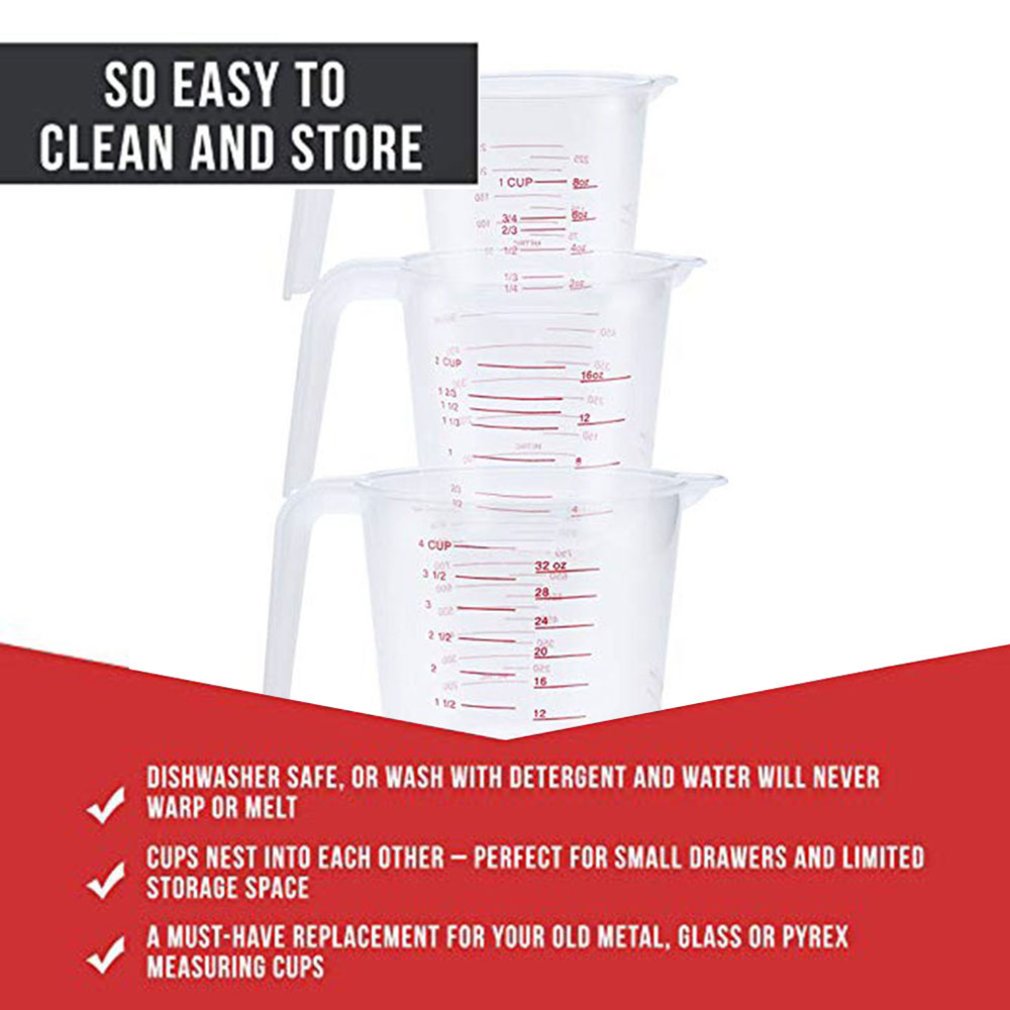 250/500/1000ml Kitchen Measuring Cup Plastic Measuring Instrument With Scale Durable Portable Plastic Tool Cup Kitchen Accessory