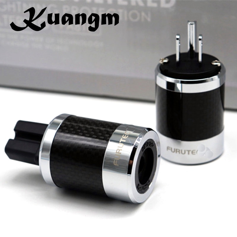 Kuangmhigh qualityfi -50 & fi50m carbon fiber rhodineret vekselstrøm elektrisk mandlig hunstik iec eu us iec hifi plug