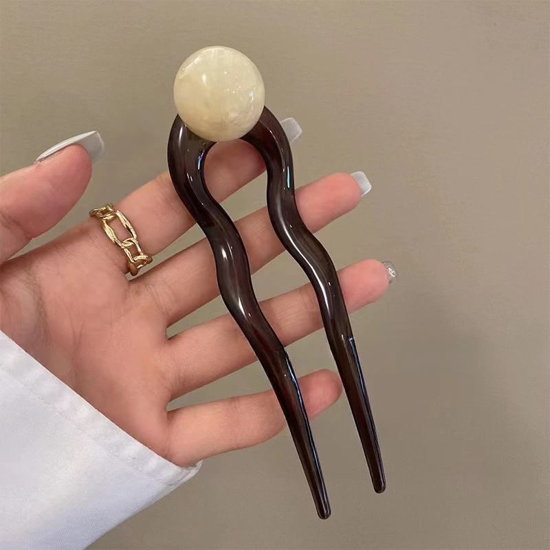 Épingle à cheveux en forme de U pour femme, fouet de luxe, style prairie, style chinois, épingle à cheveux enroulée, simple, 03, partenaires, vêtements de sauna: Gris clair