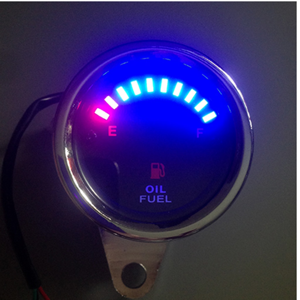 Universal Motorcycle Fuel Level Oil Gauge Meter 12V 65mm with LED Backlight