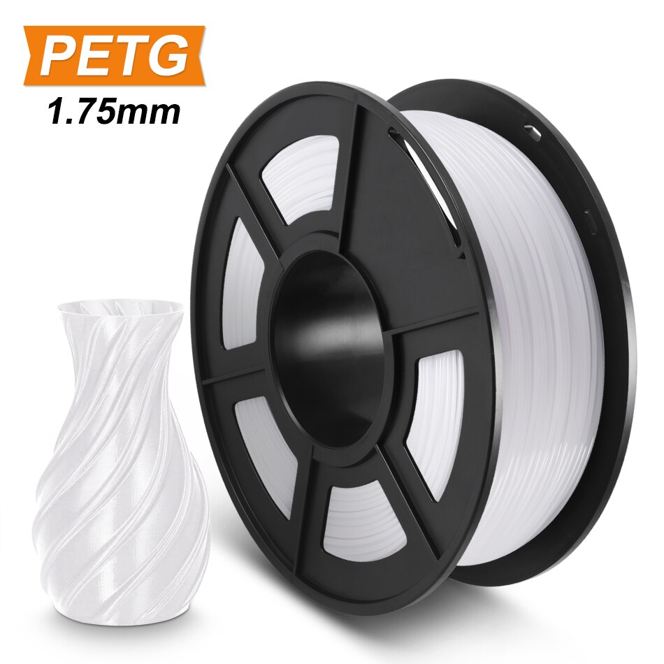SUNLU 1,75 PETG 3D Drucker Filament Durchscheinend PETG 3d Filament 1KG Mit Spule Schnelle: PETG-Weiß