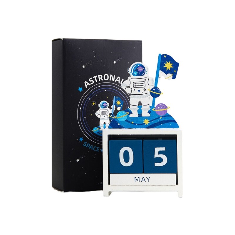 Vintage Wooden Perpetual Desk Calendar Block Planner Permanent Desktop Organizer DIY Agenda: A