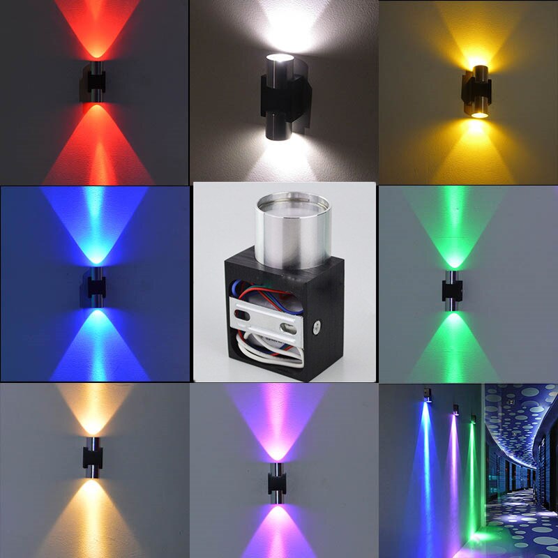 1 stück oberflächenmontage LED-lampe LED-strahler 3 Watt 6 Watt Aluminium Doppel kopf wandleuchte Hintergrund Zauberstab Bar KTV bunte wandleuchte LED RGB