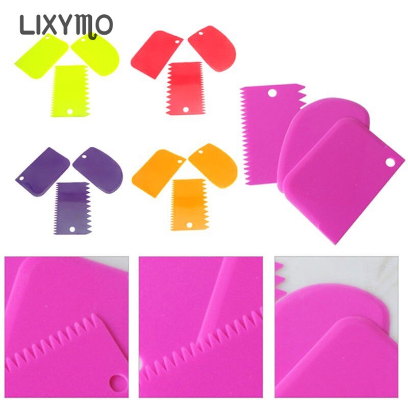 Home Use 3pcs/set Plastic Mass Scraper Fondant Cake Pastry Cutter Butter Scraper Dough Cutter Bench Spreader Knife Kitchen Tools
