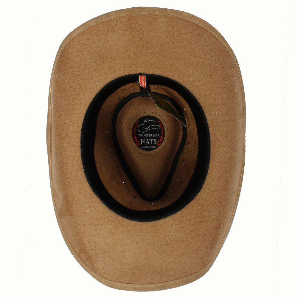 Retro Unisex Western Cowboy Cowgirl Hat With Punk Leather Ribbon Lady Dad Sombrero Cap Roll Up