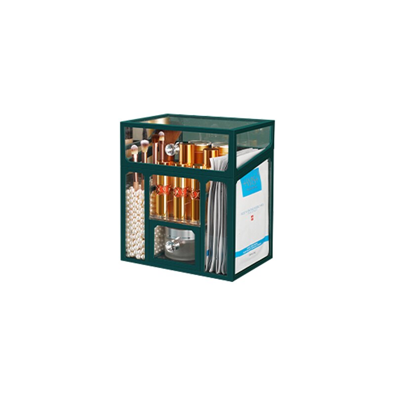 JOYBOS Storage Box Large-Capacity Dressing Table Glass Drawer Cosmetics Skin Care Products Dust-Proof Storage Rack With Lid JX22: StyleC