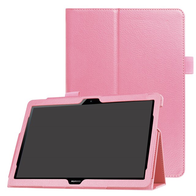 Pour Huawei Media Pad MediaPad T3 10 AGS-WO9 AGS-L09 9.6 pouces Honor Play Pad 2 étuis en cuir intelligent Texture tablette couverture: Pink