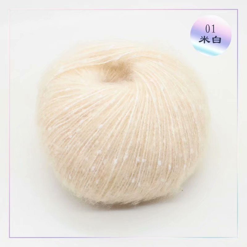 Fil mélangé coloré de laine de Crochet de tricotage de ligne de Mohair teint fin 50 mètres/fil de coton anti-boulochage de boule pour le travail d'aiguille: color 01