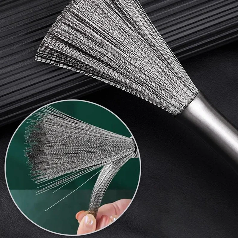 Brosse à casserole en acier inoxydable avec un Long manche, brosse à vaisselle, nettoyeur de casseroles, forte décontamination, outils de nettoyage de cuisine suspendus