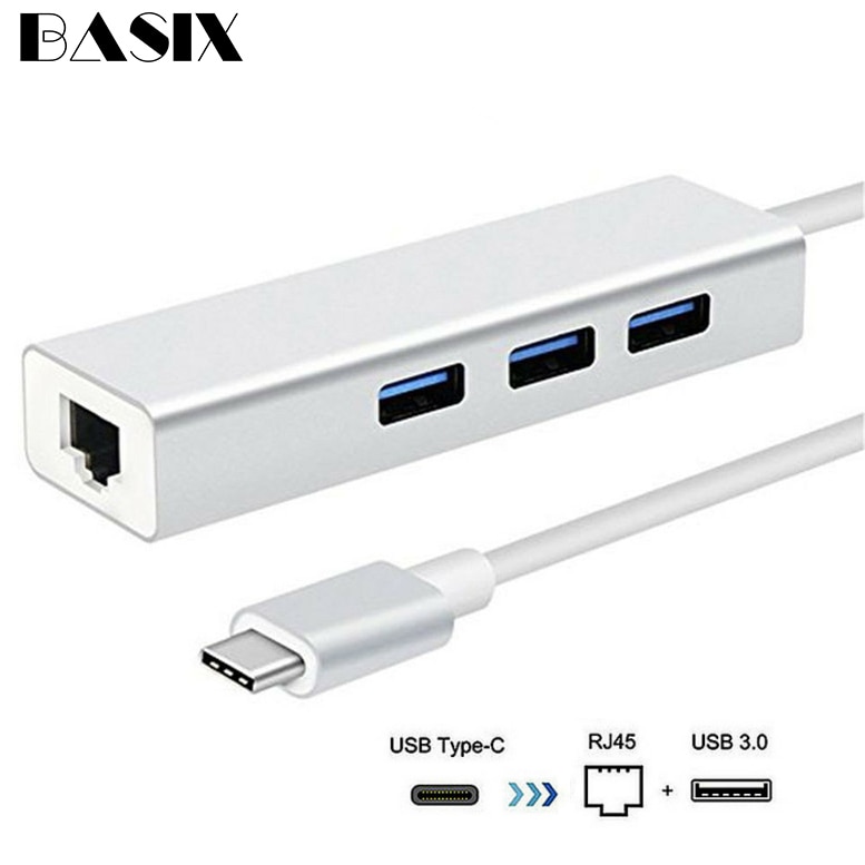 Basix Usb C Hub Usb C Ethernet Adapter Naar Ethernet 1000Mbps RJ45 Lan Adapter USB-C Netwerkkaart Gigabit Internet voor Macbook Pro