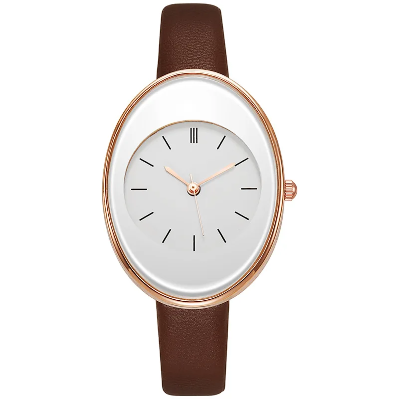 Modehorloge voor dameshorloges Bestverkopende producten Luxe dameshorloge Damespersoonlijkheid Eenvoudige riem Reloj Mujer: Bruin