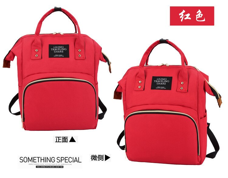 Dametaske stil pusletaske sutteflaske mors taske multifunktionel hånd rygsæk kvinders: Rød