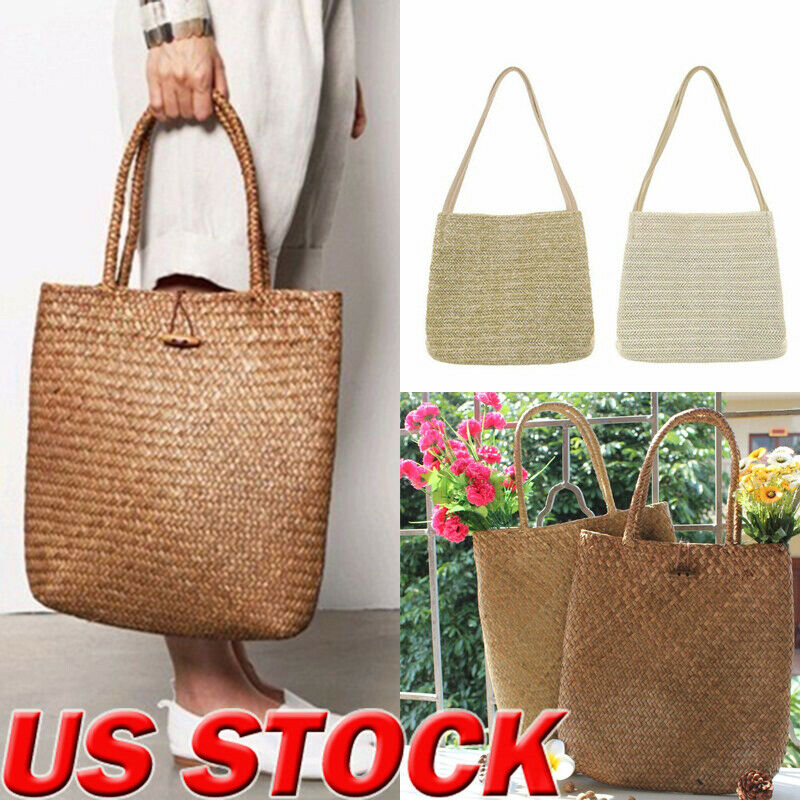 Sac à main en paille tissé pour femmes, sac à bandoulière, style Boho, pour la plage,