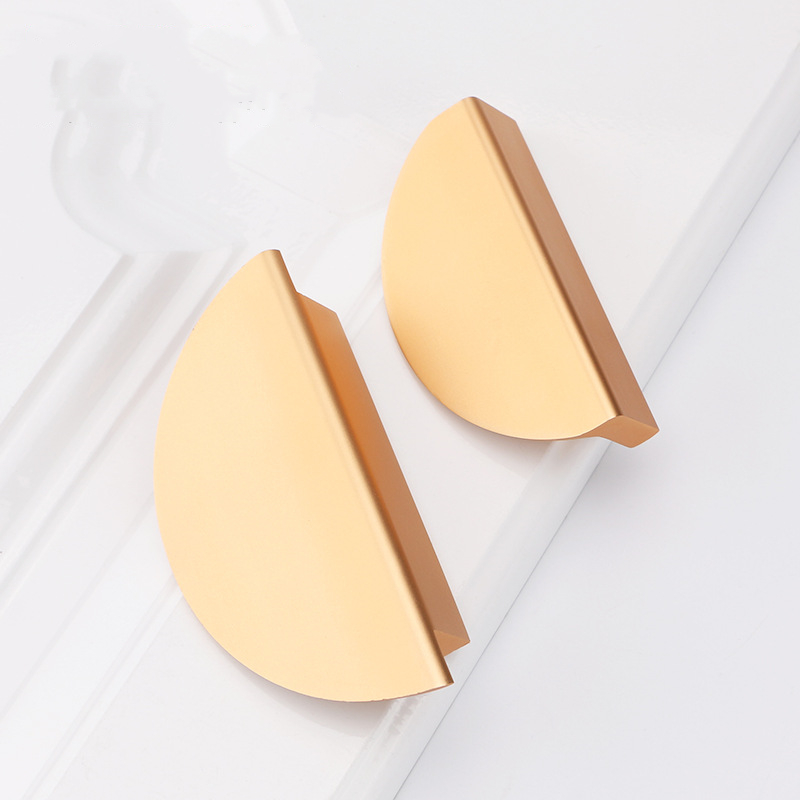 Cabinet Door Semi-circle Handle Open Cabinet Chinese Simple Copper Black Round Porch Bathroom Cabinet Furniture Door Handle