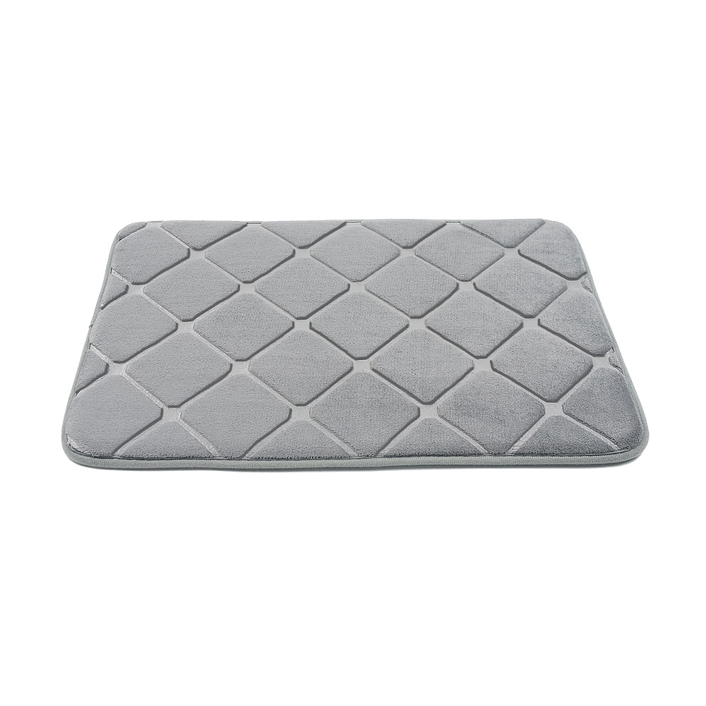 Cobblestone Embossed Bathroom Bath Mat Coral Fleece Non-slip Carpet In Bathtub Floor Rug Shower Room Doormat Memory Foam Pad