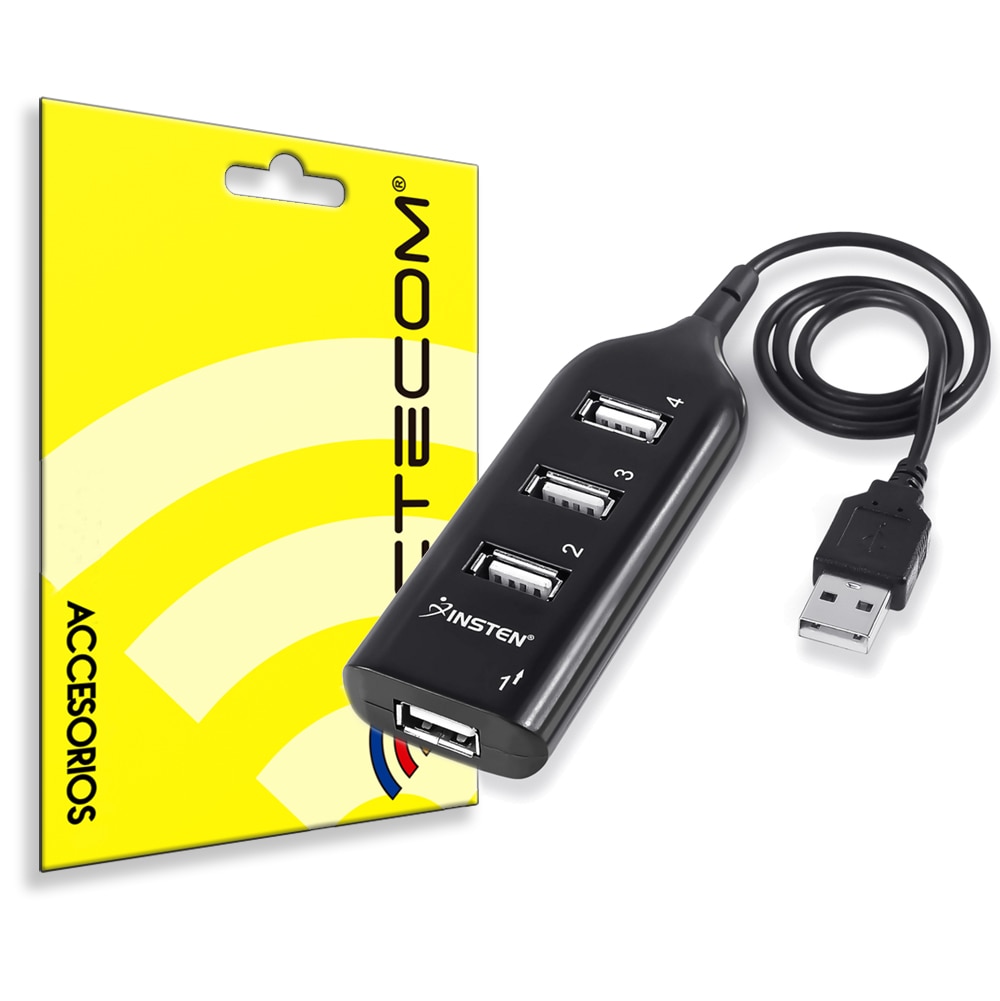 ACTECOM Adaptador multipuerto HUB de 4 puertos usb 2,0 duplicador ladrón NEGRO